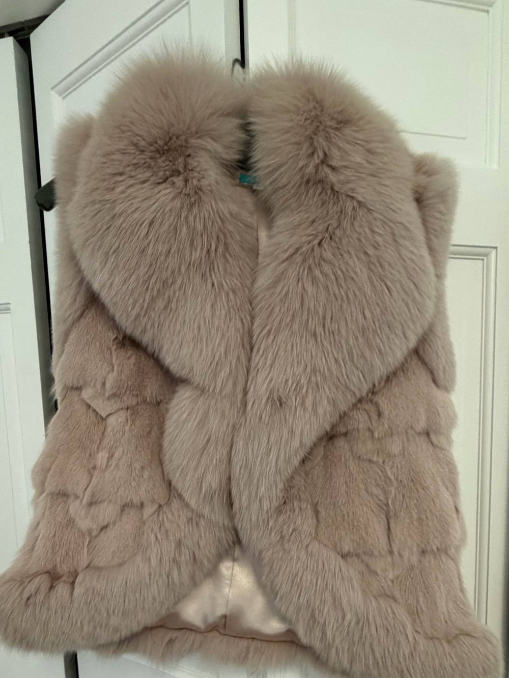 Jocelyn Blush Genuine Fur Vest with Oversized Collar